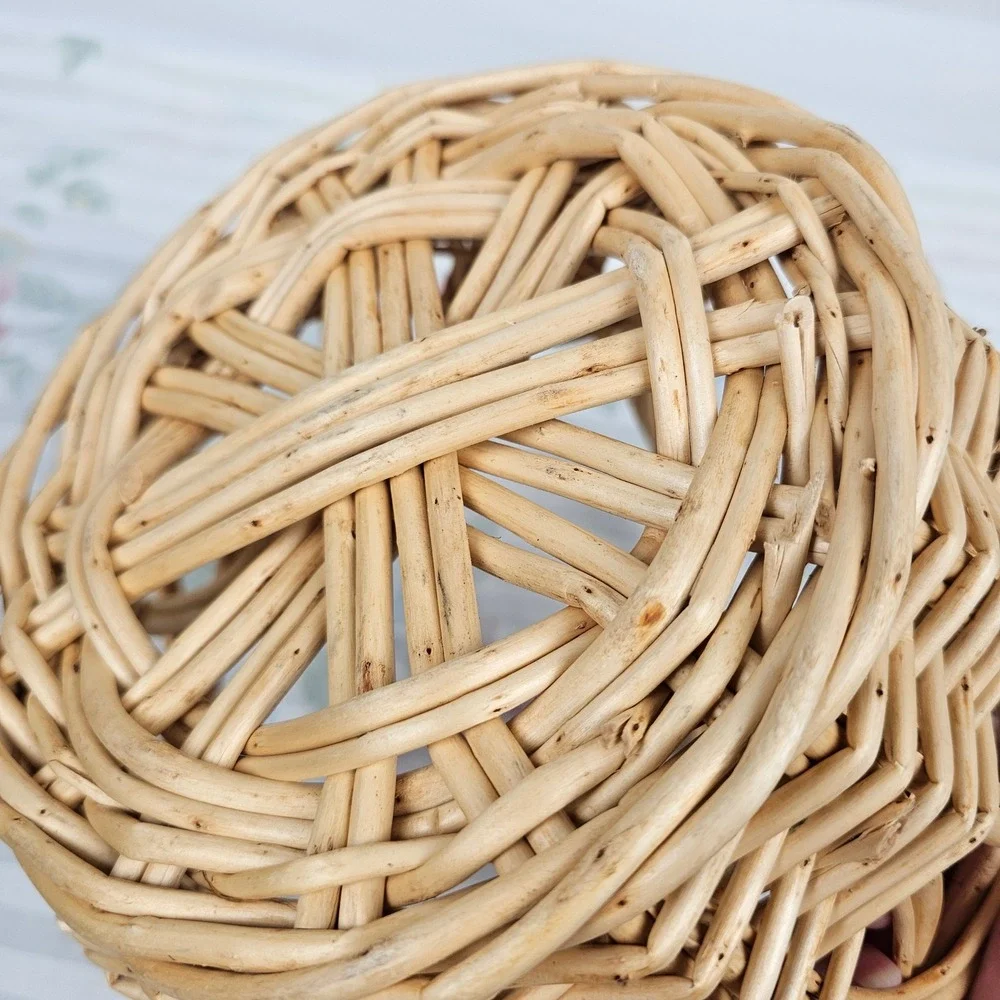 Wicker‎ Woven Basket Natural Tone Decorative Handle Set